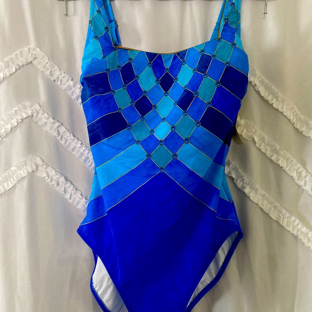 Beautiful Blue Gottex One piece bathing suit
